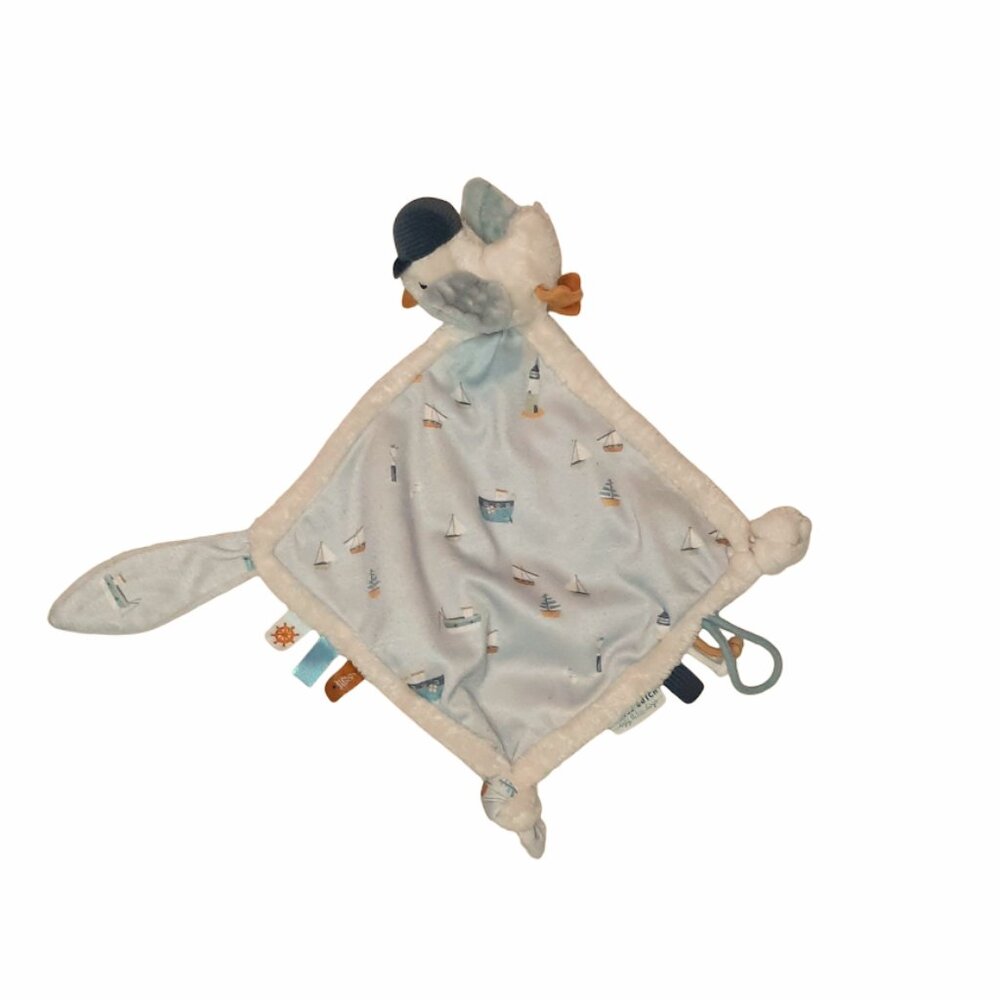 Little Dutch Seagull Sailors Bay Boats Knotted Lovey Security Blanket 7" X 7"